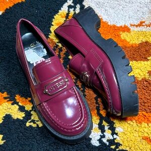 It Girl, GUESS, burgundy, patent leather loafers!!